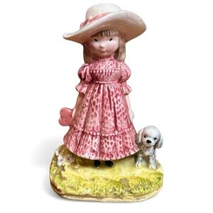 Vintage 1975 Panda Prints Inc Schmid Collection Farm Girl and Dog Heart in Hand